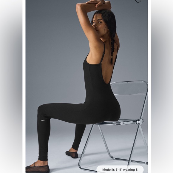 ALO Airbrush one and done onsie Black Women's Leggings Jumpsuit - Picture 4 of 11